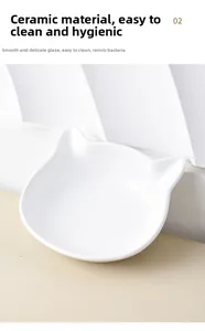 Close-up of white cat-shaped ceramic dish featuring a smooth glazed finish and modern design