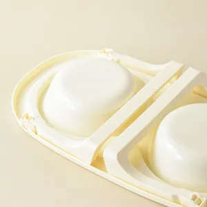 Support de gamelle pliable en plastique blanc crème avec structure de base double