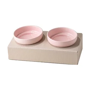 Ciotole rialzate in ceramica rosa per gatti e cani con supporto stabile e sicuro