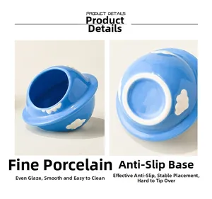 Detailed view of sky blue ceramic hamster hideout with smooth glaze and anti-slip bottom