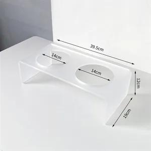 Erhöhter Futternapfständer aus Acryl mit zwei Löchern und minimalistischem U-Design