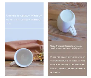 Detail of white reinforced porcelain mug showing smooth rim and sturdy ergonomic handle