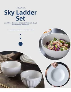 Detail of white ceramic tableware set with relief stripes and eco-friendly lead-free material