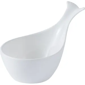 Ciotolina minimalista in ceramica bianca a forma di coda di balena per salse e snack
