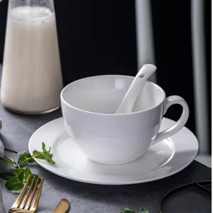 Tazzina Da Caffè E Piattino In Ceramica Bianca Nordica Con Cucchiaio Mug Da Colazione In Porcellana Minimalista Per Casa Ufficio Hotel