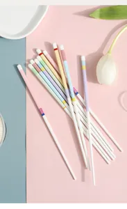 Detailed view of heat-resistant ceramic chopsticks with macaron pastel colored patterns