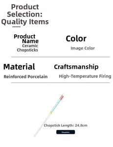 Detail of high-temperature fired reinforced ceramic chopsticks with non-slip 24.8cm length