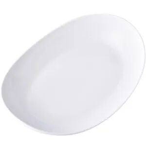 Minimalistischer weißer ovaler Keramikteller mit Glanzoptik für Pasta oder Desserts