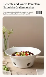 Macro shot of a white ceramic heated bowl with decorative cat paw ventilation holes