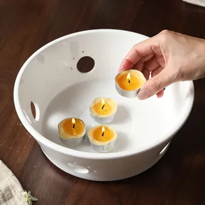Ceramic food warmer with tealight candles for restaurant serving dish and fish bowl