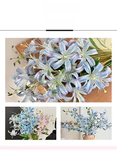 Close-up of 3D lifelike lily petals in light blue and pink with natural spot textures