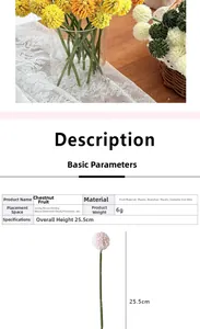 Detailed dimensions of 25.5cm artificial billy ball flower for home table decoration