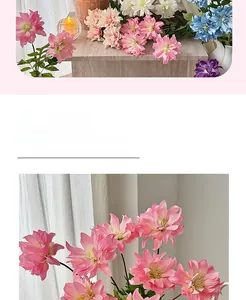 Macro detail of multi-layered silk petals on realistic pink dahlias for home decor