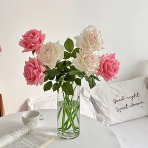 Moisturizing Real Touch Artificial Rose Flower Single Branch Silk Rose For Home Wedding Decor Photography Prop Floral