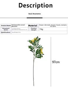 Detailed size specifications for 97cm artificial silk Michelia flower with dimensions