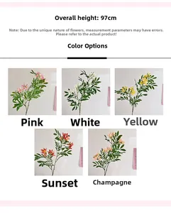 Detail of 97cm artificial flower branches in pink white yellow and sunset colors