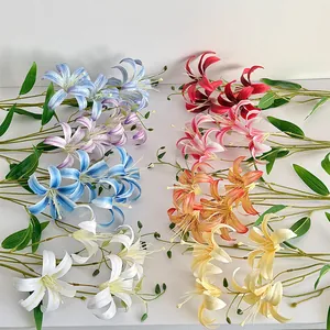 Lifelike 3D lily artificial flowers in various colors for home and dining table decor