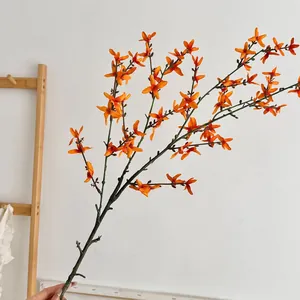 Realistic orange winter jasmine artificial flower spray for home decor and floral arrangements