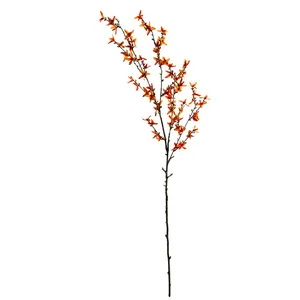 Realistic orange winter jasmine artificial flower branch for minimalist home vase decoration