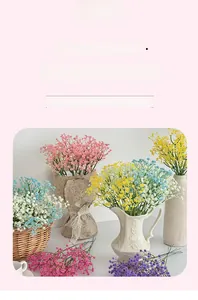 Vibrant gypsophila artificial flowers in various vases for elegant home decoration