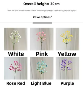 Detailed view of 30cm artificial baby's breath flowers in six vibrant colors for home decor