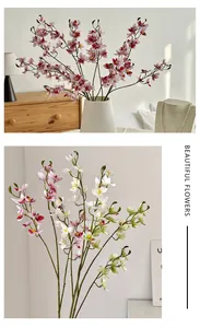 Detail of lifelike orchid petals in pink and white with realistic long stem branches