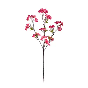 Realistic artificial cherry blossom branch with pink silk flowers for home decor