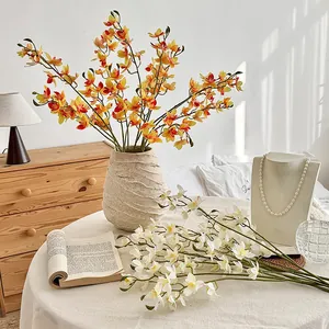 Artificial Vanda Orchid Flowers Faux Freesia Silk Flowers Real Touch Multi Branch For Home Wedding Party Table Floral Decoration