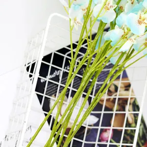 Lifelike light blue dancing orchid branches for home decoration and floral arrangements