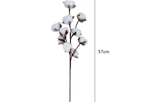 Single branch of lifelike artificial cotton stems with 57cm height for floral decoration