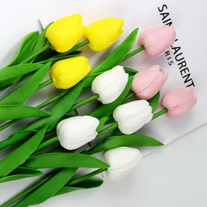 Mini Flores de Tulipán Artificiales de PU Para Decoración de Bodas Hogar Estilo Nórdico Realista Flores Artificiales Minimalista