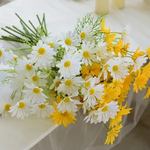 Ramo de Margaritas Artificiales de Seda Manzanilla Para Decoración de Mesa de Hogar Boda Arreglo Floral Accesorios de Fotografía