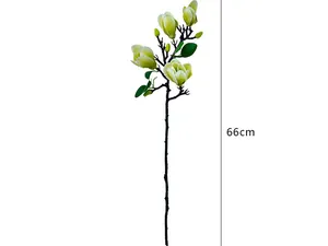 Détail d'une branche de magnolia artificiel de 66 cm avec pétales jaunes et bourgeons