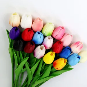 Ramo de tulipanes artificiales de PU coloridos para decoración del hogar y bodas