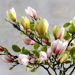 Branche de magnolia artificiel élégante avec fleurs jaunes pour décoration de table