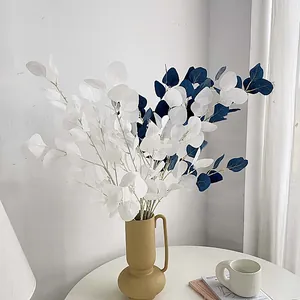 Artificial Apple Leaves Eucalyptus Stem Silk Fabric Plastic Faux Greenery Branch For Home Wedding Party Decor