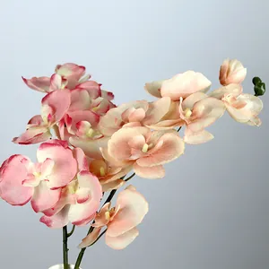 Orchidea artificiale a 8 teste con petali sfumati rosa per decorazioni di nozze