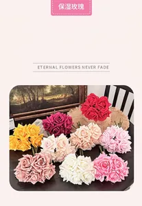 Detailed view of artificial moisturizing roses with realistic texture in vintage set