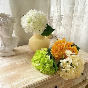 Realistic Single Stem Hydrangea Artificial Flower Large Flower Head Coated Synthetic Fabric For Wedding Home Table Decor