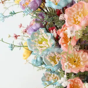Realistic artificial azalea silk flowers in pastel colors for elegant home decor