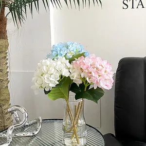 Elegant artificial hydrangea floral set in glass vase for luxury home tabletop decor
