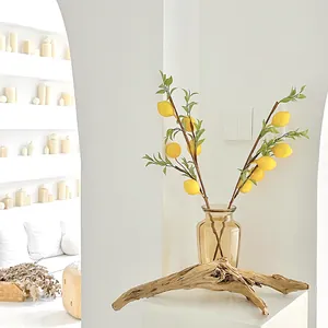 Artificial Lemon Branch With Yellow Foam Fruits And Green Leaves For Home Living Room Decor Photography Props Modern Decor
