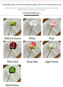 Detailed size guide and multi-color options for 3D printed artificial anthurium flowers