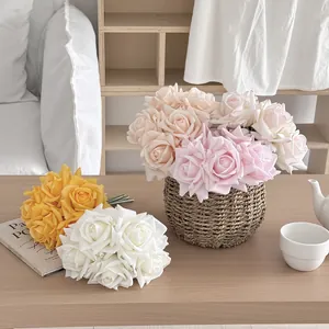 Lifelike artificial moisturizing rose bouquet in assorted colors for elegant home decor