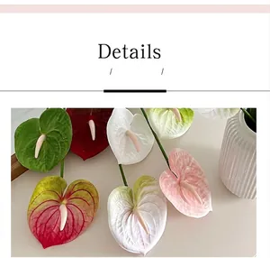 Close-up of 3D printed anthurium flowers with realistic texture and ceramic vase