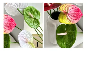 Macro-detail van de realistische 3D-textuur en wasachtige afwerking van anthurium bladeren