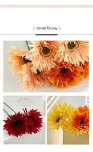 Nahaufnahme bunter künstlicher Gerbera-Gänseblümchen mit realistischen Stoffblütenblättern