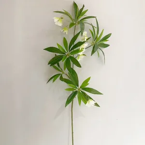 Artificial long branch greenery with white flowers for Zen home decor and floral arrangements