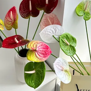 3D Geprinte Kunstmatige Anthurium Bloem Real Touch Simulatie Flamingo Lelie Voor Thuis Bruiloft Feest Decoratie Nordic Stijl Plant