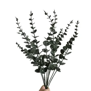 Branche d'eucalyptus artificielle avec feuilles givrées pour la décoration de maison et DIY